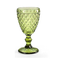 SET 6CALICI DIAMANTE REALIZZATI IN VETRO PER VINO DA 210 CC COLORE VERDE