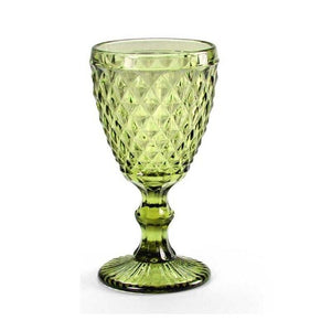 SET 6CALICI DIAMANTE REALIZZATI IN VETRO PER VINO DA 210 CC COLORE VERDE