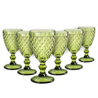 SET 6CALICI DIAMANTE REALIZZATI IN VETRO PER VINO DA 210 CC COLORE VERDE