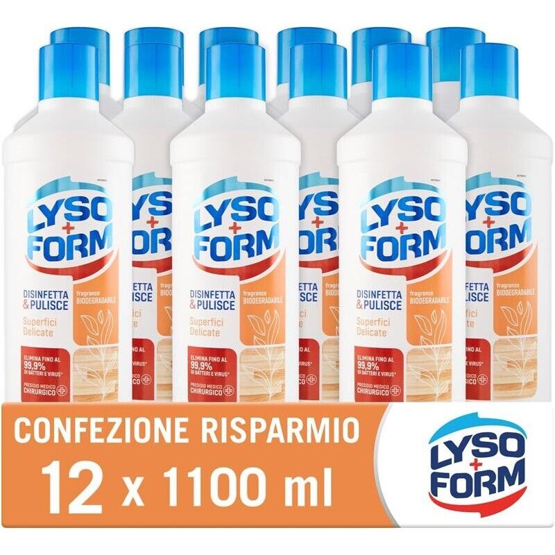 LYSOFORM PAVIMENTI PER GRES & PIASTRELLE SET 12 PZ X 1.1 LT SUPERFICI DELICATE BIODEGRADABILE