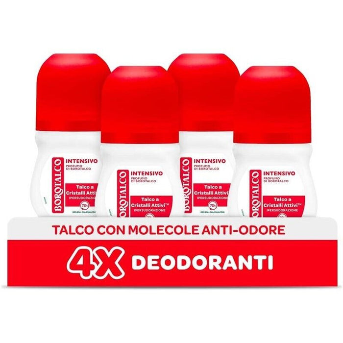 BOROTALCO ROLL-ON SET 4 PZ 50 ML L'UNO FORMULA SENZA ALCOOL EFFICACIA FRESCA 48H INTENSIVO