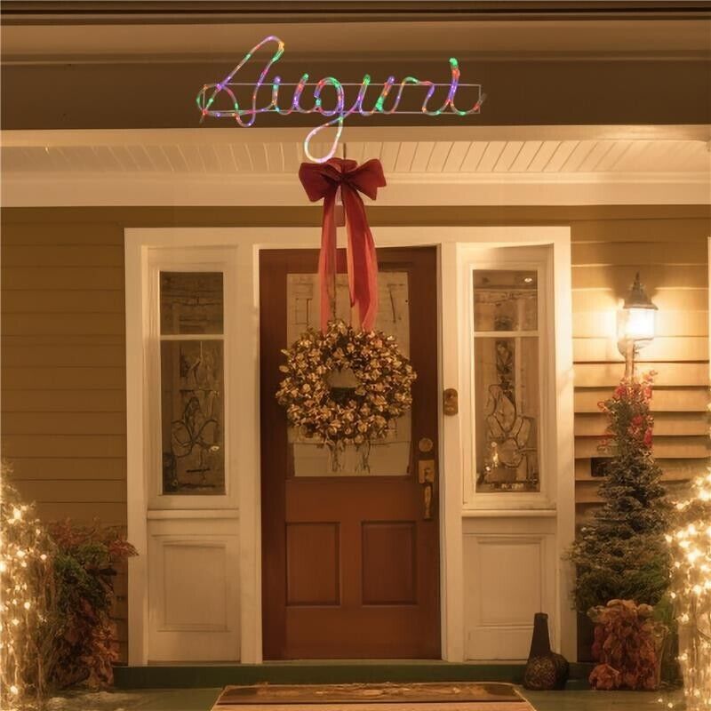 MA MAISON AUGURI SCRITTA NATALIZIA A TUBO COLOR 1,5 MT  CON LED MULTICOLOR DA ESTERNO