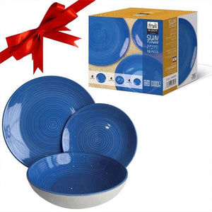 MA MAISON SERVIZIO DI PIATTI SUNFLOWER DA 12 PEZZI IN COLORE BLU