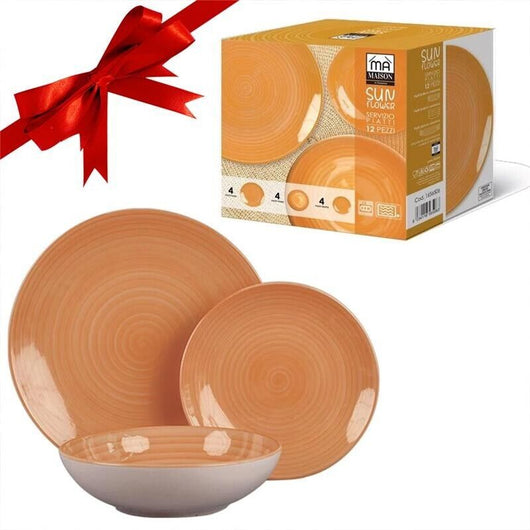 MA MAISON SERVIZIO DI PIATTI SUNFLOWER DA 12 PEZZI IN COLORE ARANCIONE