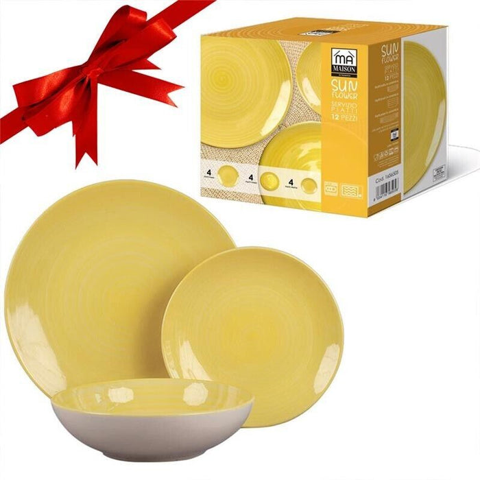 MA MAISON SERVIZIO DI PIATTI SUNFLOWER DA 12 PEZZI IN COLORE GIALLO