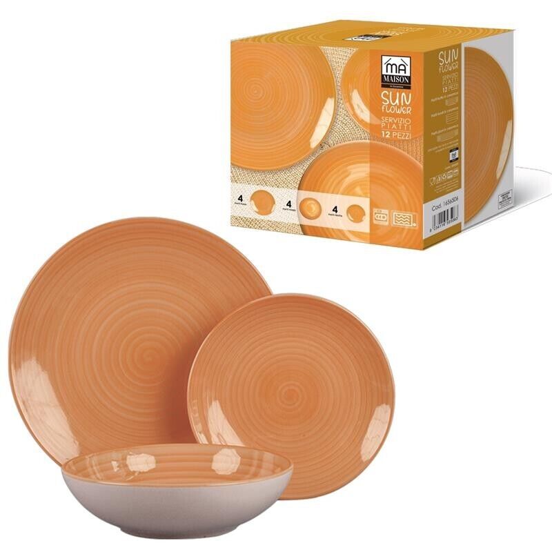 MA MAISON SERVIZIO DI PIATTI SUNFLOWER DA 12 PEZZI IN COLORE ARANCIONE