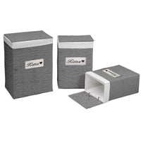 SET 3 CESTE PORTABIANCHERIA 54/49/44 IN TESSUTO GRIGIO DESIGN HOME