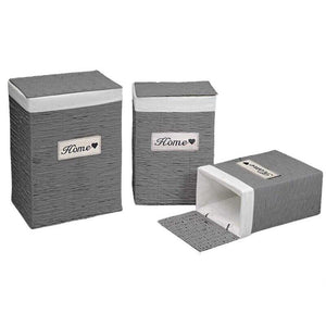SET 3 CESTE PORTABIANCHERIA 54/49/44 IN TESSUTO GRIGIO DESIGN HOME