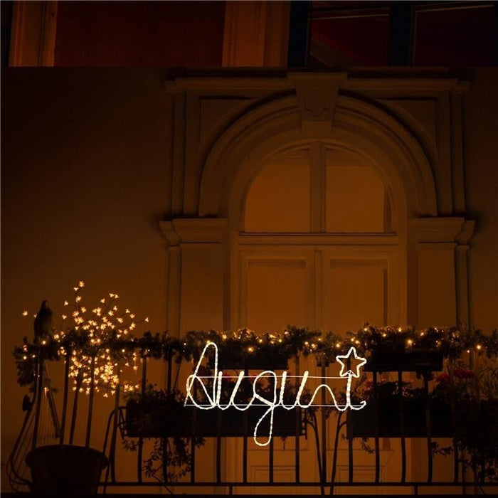 MA MAISON AUGURI SCRITTA NATALIZIA A TUBO BIANCO 110X40 CM CON LED CALDO DA ESTERNO