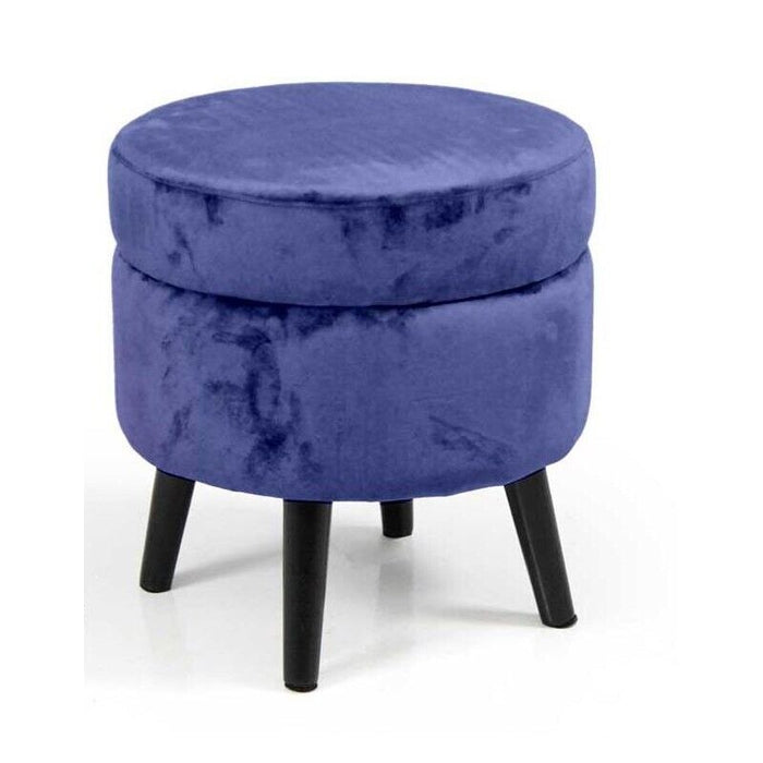 POUF CONENITORE SEDUTA IN VELLUTO E GAMBE NERE 37 X H40 CM COLORE BLU