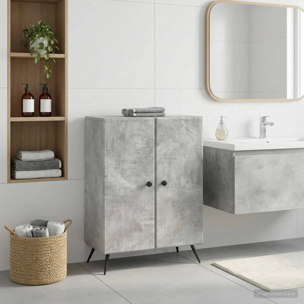 Mobiletto da Bagno BREDA Grigio Cemento 59,5 x 31 x 80 cm 897498