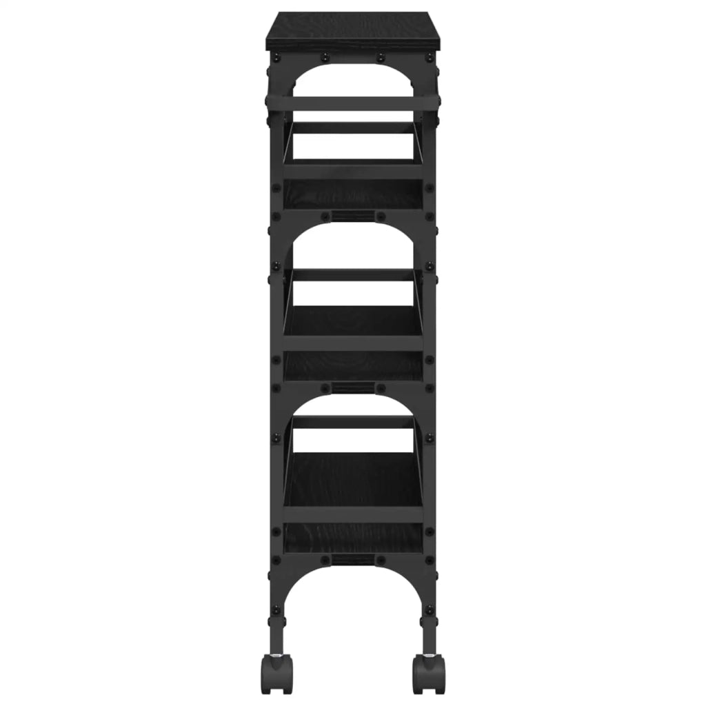 Carrello da Cucina Rovere Nero 53 x 20 x 76 cm