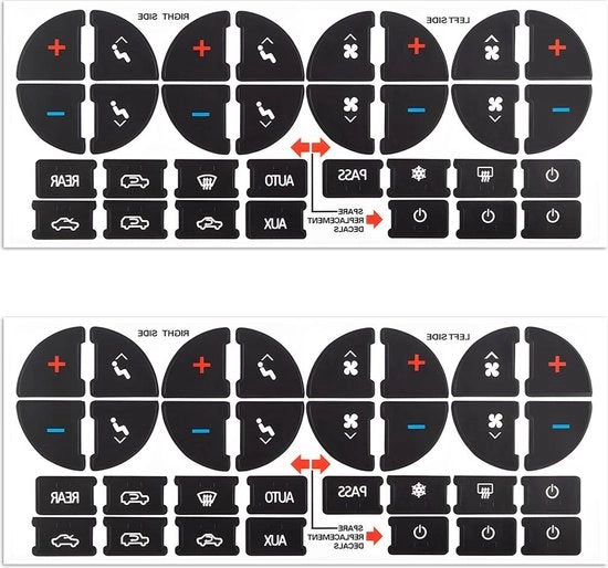 Sticker per interruttore di climatizzazione per auto - set di 2 - per veicoli e camion - 31 tasti