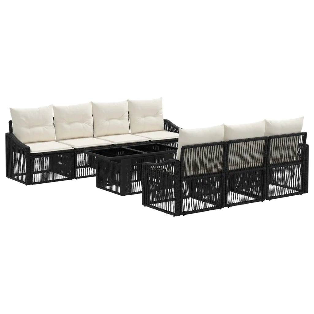 Set Divano da Giardino 8 pz Nero e Bianco Crema polyrattan 3437212