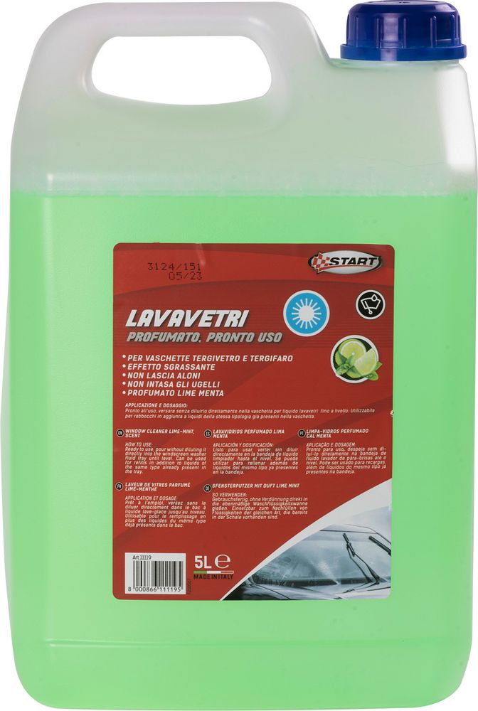Lavavetri profumato lime menta - capienza 5 litri - vaschette tergivetro e tergifaro - effetto sgrassante