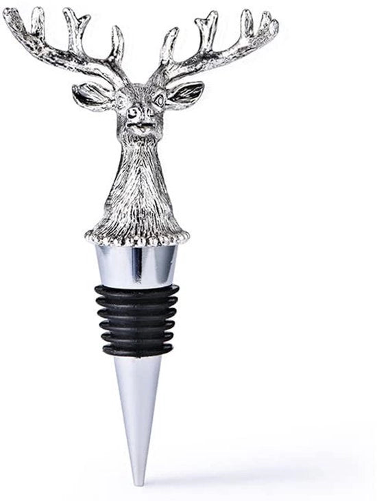 Stopper metallico per bottiglie aperte con design di renna