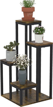 Piantiera con 4 livelli - Piantiera multifunzionale - Piantiera a più strati per giardino e balcone - Mocha - 40 x 40 x 81 cm