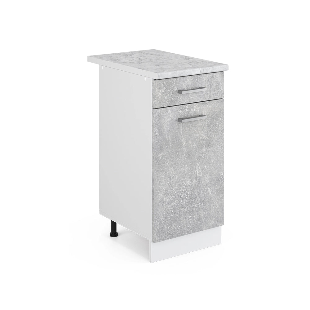 Mobiletto base per cucina R-Line Calcestruzzo/Bianco 40 cm, PL Marmo Vicco