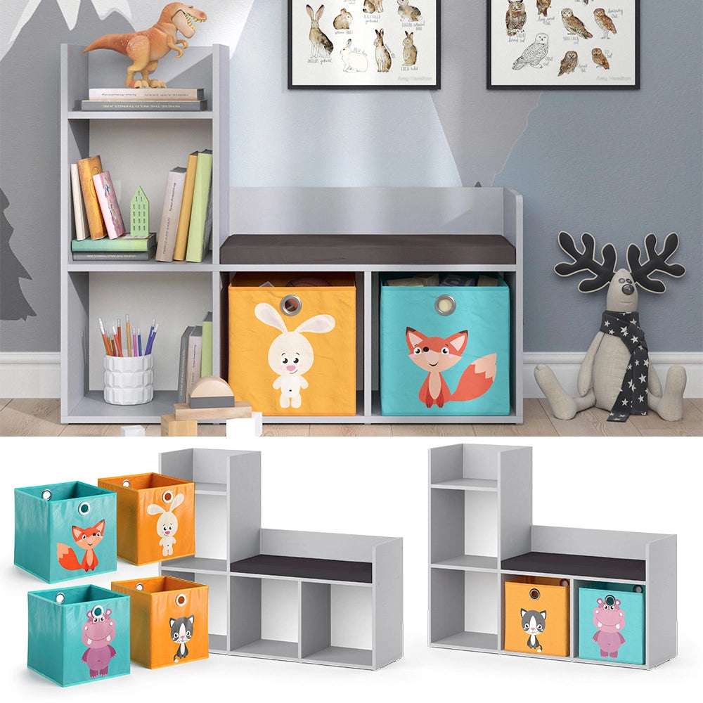 Vicco Scaffale per bambini Grigio 30.9 x 88.6 cm con 2 scatole pieghevoli opt.2