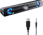Altoparlante PC – Altoparlanti PC – Altoparlanti per Gioco – Lampadine LED – USB – Collegamento AUX 3,5 mm – Casella per PC, Monitor, Laptop, Telefono - Nero