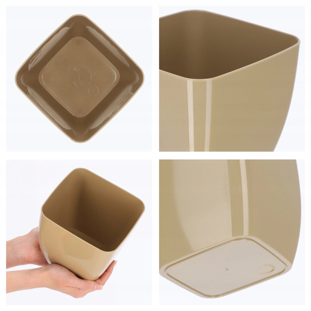 Vaso da fiori KADAX, Vaso da fiori, Quadrato, 16 cm, Plastica, Supporto per fiori, Beige