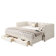 Letto estraibile 90×190 cm con 2 cassetti; USB e Type-C; estensibile a 180×190 cm; senza materasso; beige