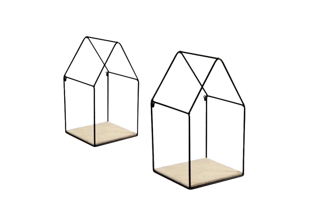 SET 2 BACHECHE STILE INDUSTRIAL 20-15CM CON DESIGN A CASETTA STRUTTURA NERA
