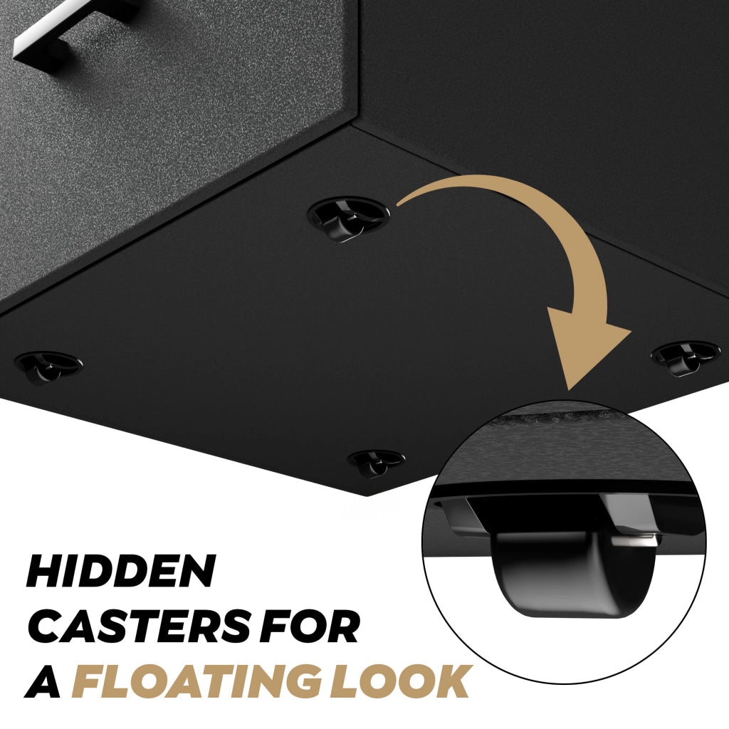 Lyra - Cassettiera Porta Stampante 3 Cassetti Mobiletto da Ufficio con Ruote  in Legno MDF Nero