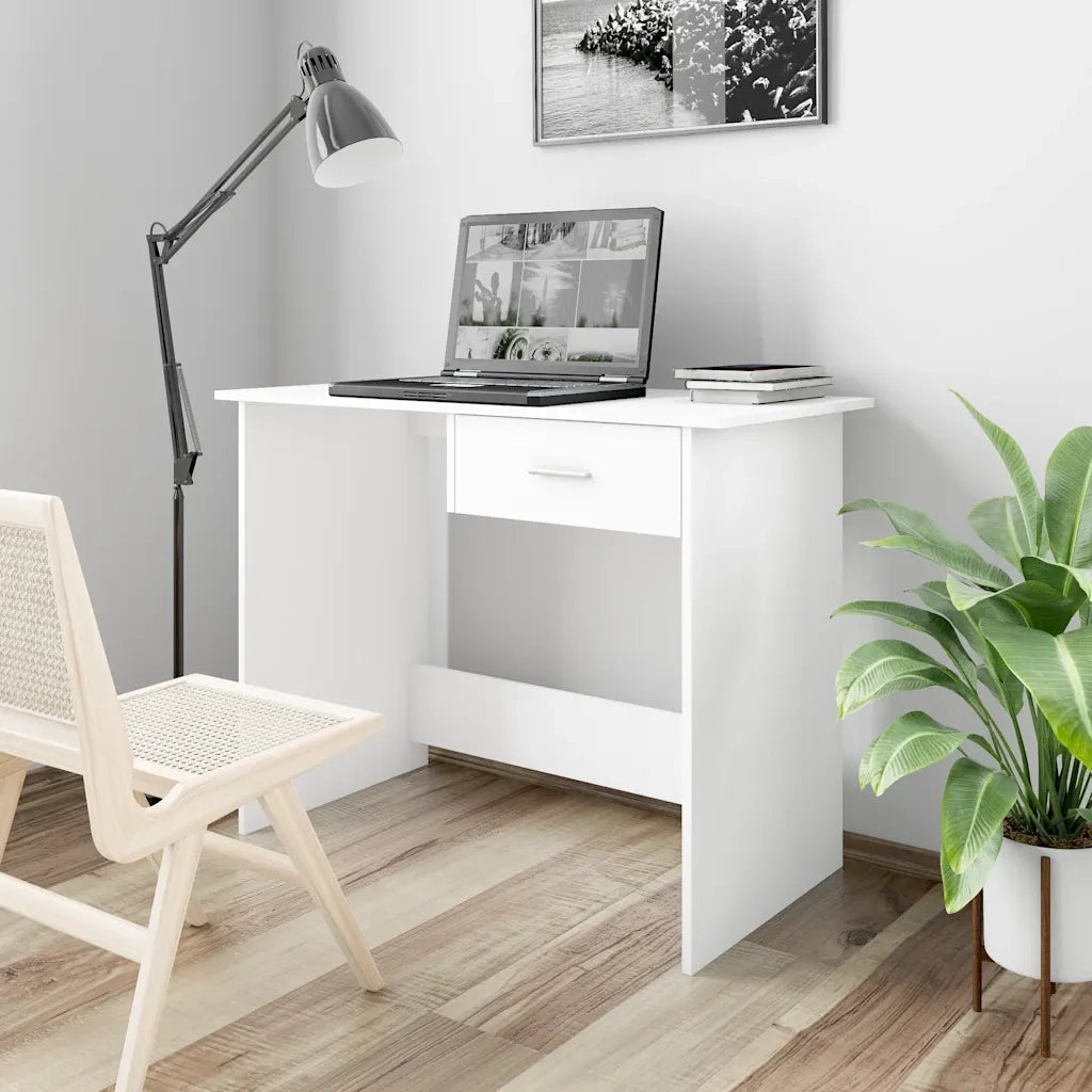 Scrivania | Tavolo da Ufficio Bianca 100x50x76 cm in Legno Multistrato