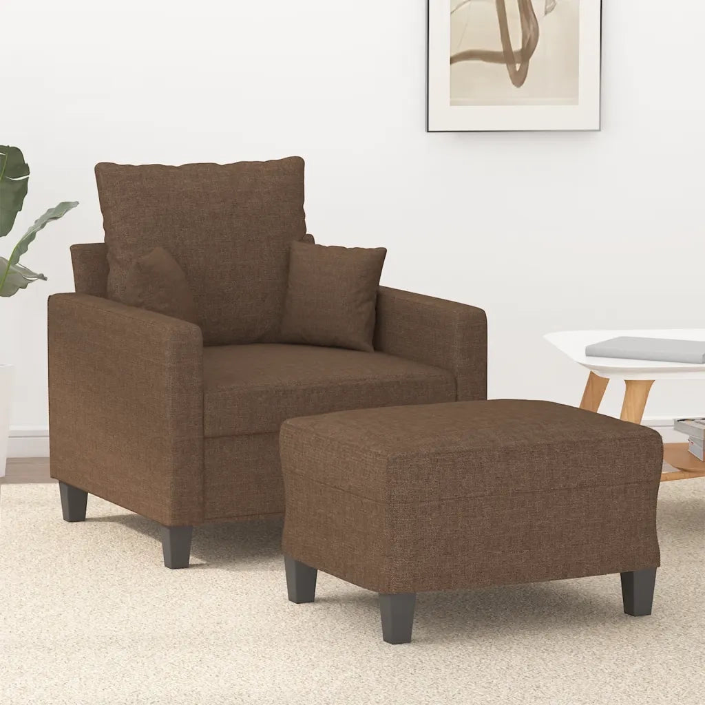 Poltrona | Sedia Relax con Poggiapiedi Marrone 60 cm in Tessuto