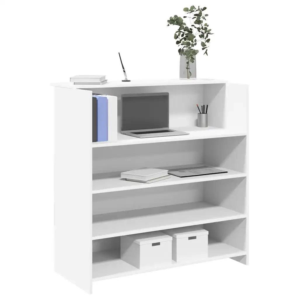 Scrivania | Tavolo da Ufficio per Reception Bianca 100x50x103,5 cm in Legno Massello