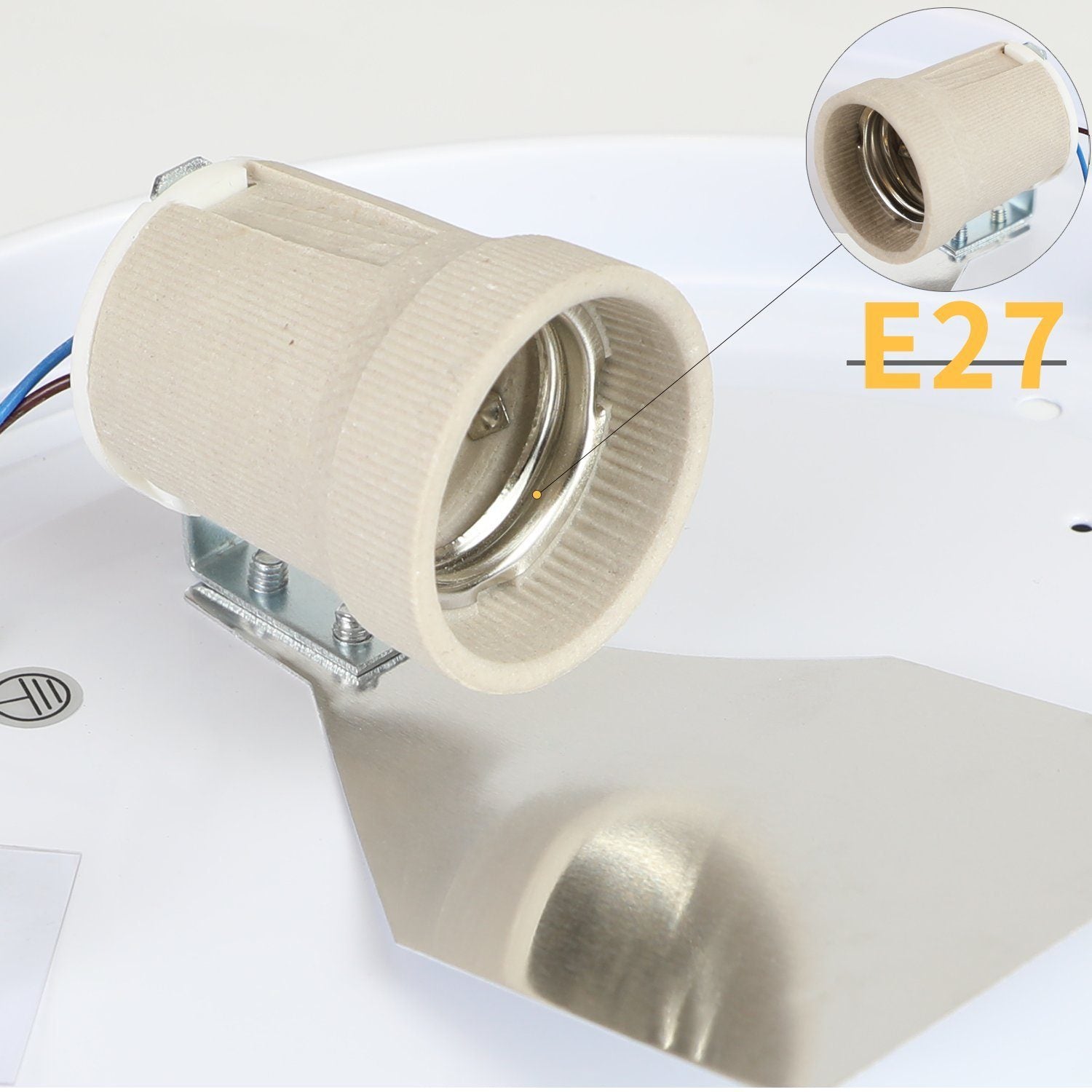 ZMH Lampada da soffitto plafoniera circolare E27 30 cm moderna grigia paralume per camera letto