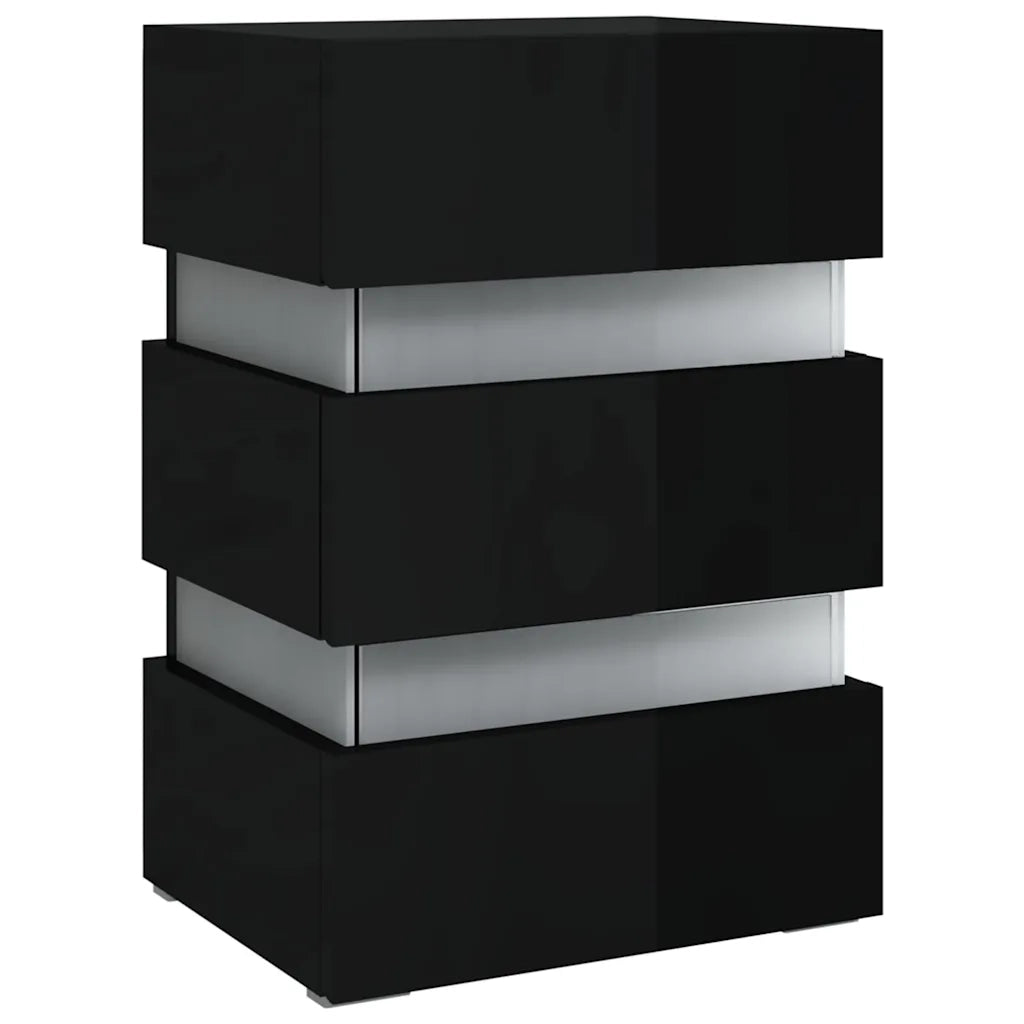Comodino con LED Nero Lucido 45x35x67 cm in Legno Multistrato 326847