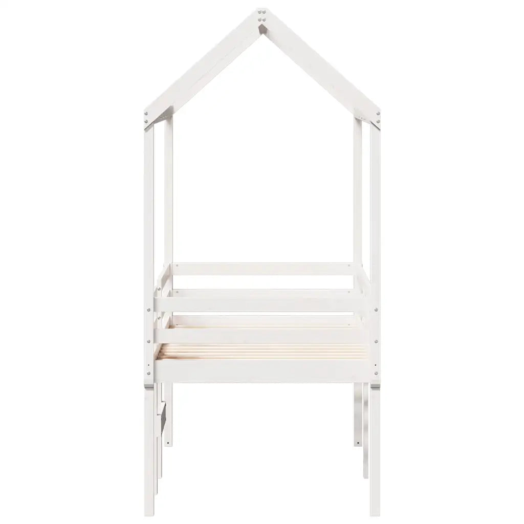 vidaXL Letto a Soppalco con Tetto Bianco 90x200 cm in Legno di Pino