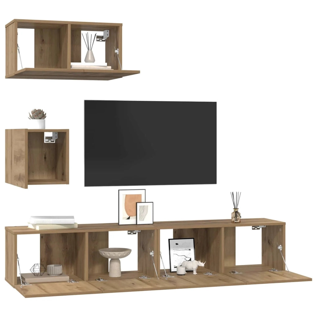 Set mobile TV 3 pcs Rovere artigianale Legno multistrato