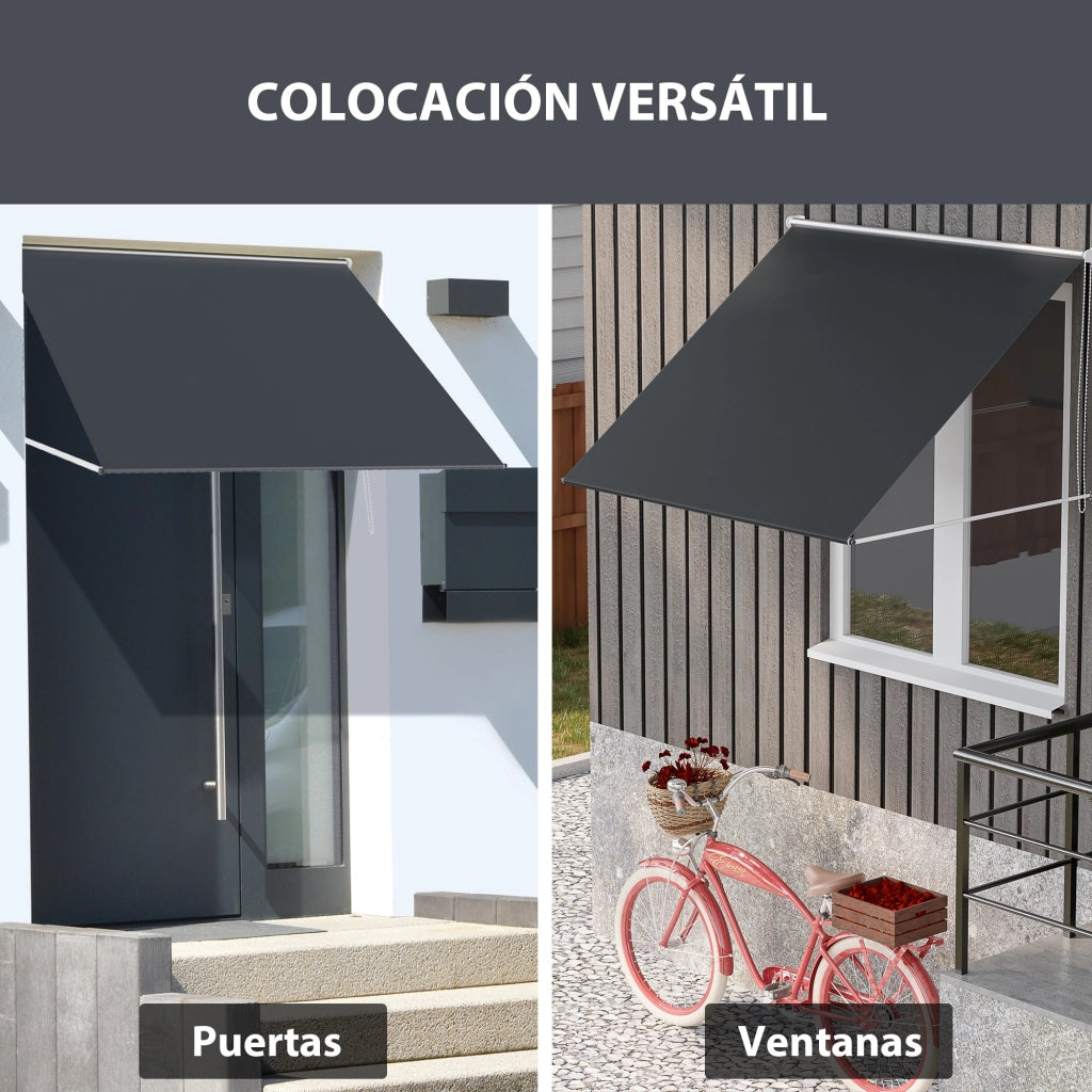 Toldo Retraibile Esterno in Alluminio ¨C zephmum ¨C Grigio Scuro 150x120 cm