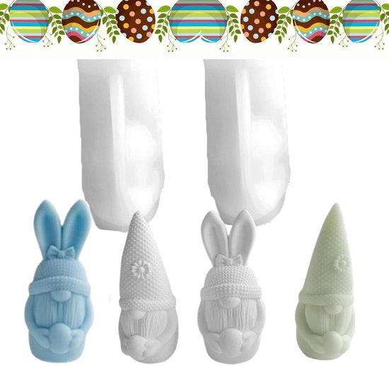 Silicone per formatura di candelabri di Pasqua e altro - Set di 2 - Forme divertenti per creare candelabri in proprio - Idee di Pasqua per bambini - Gnomi, uova - Forme per candelabri DIY