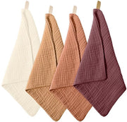 Set di asciugamani per viso 4 pezzi - Asciugamani per viso morbidi - Mousseline assorbente - Asciugamani per viso riciclabili - 23x23 cm