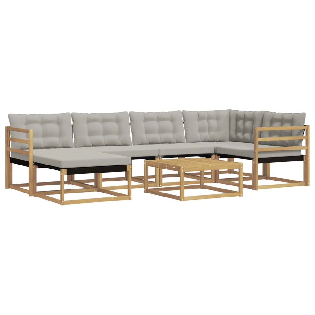 Set di divani da esterno 7 pcs Bianco e Grigio Chiaro