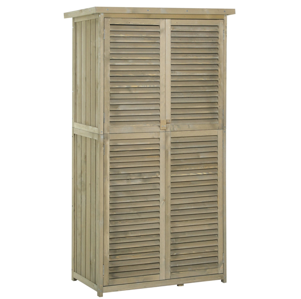 Armadio da giardino in legno grigio con porte a lamelle