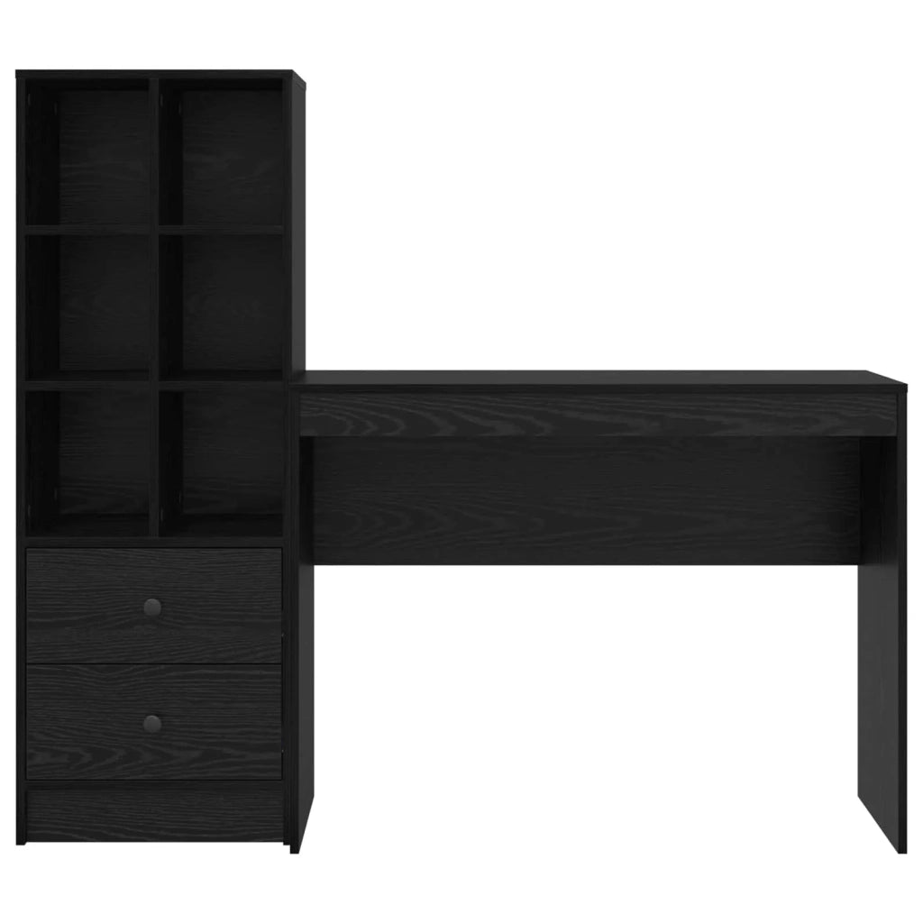 Scrivania con cassetto con lo scaffale 2 pcs Rovere Nero 3337330
