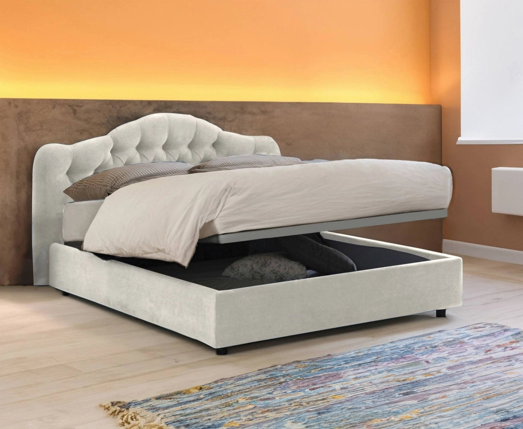 Letto Matrimoniale Alfer, Letto Matrimoniale Materasso Incluso Made in Italy, Beige