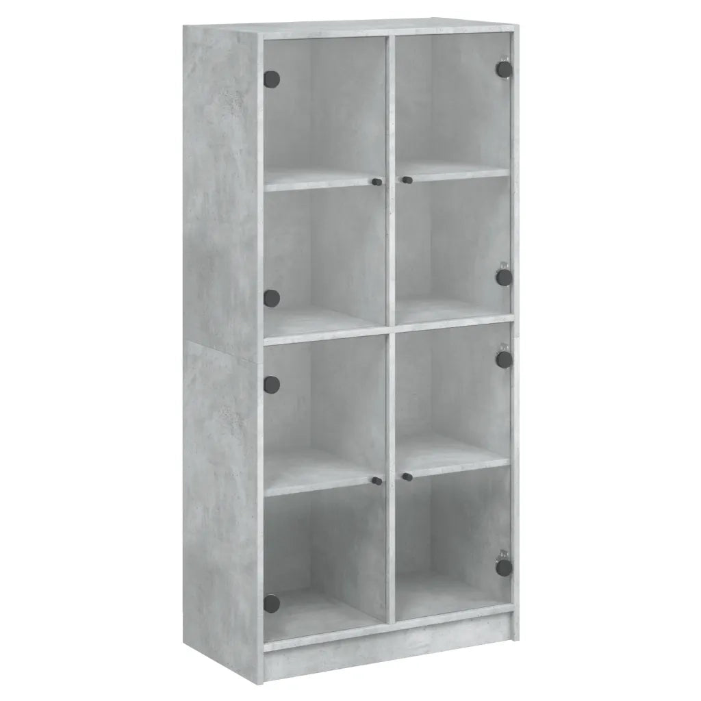 Credenza con Ante Grigio Cemento 68x37x142 cm Legno Multistrato 487610