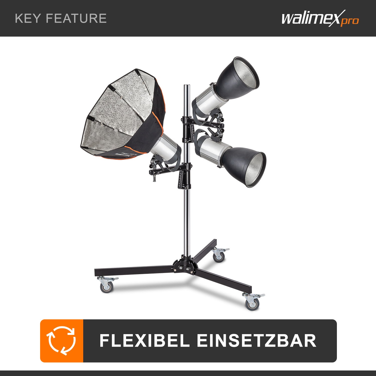 Cavalletto fotografico a rotelle 223 cm max 12 kg, Stativo per luci con due morsetti regolabili e spigot 5/8" per apparecchiature fotografiche