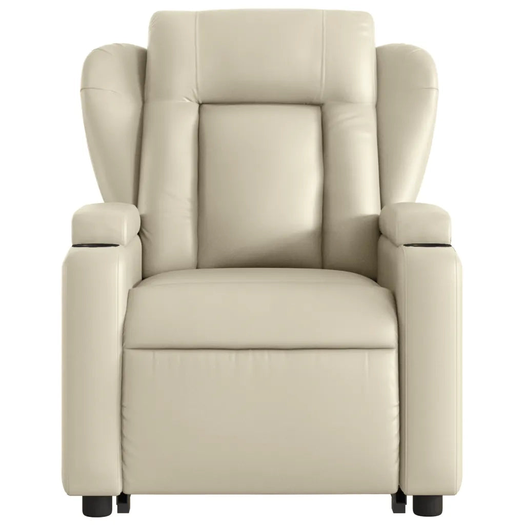 Poltrona Alzapersona Reclinabile Crema in Similpelle 3204545