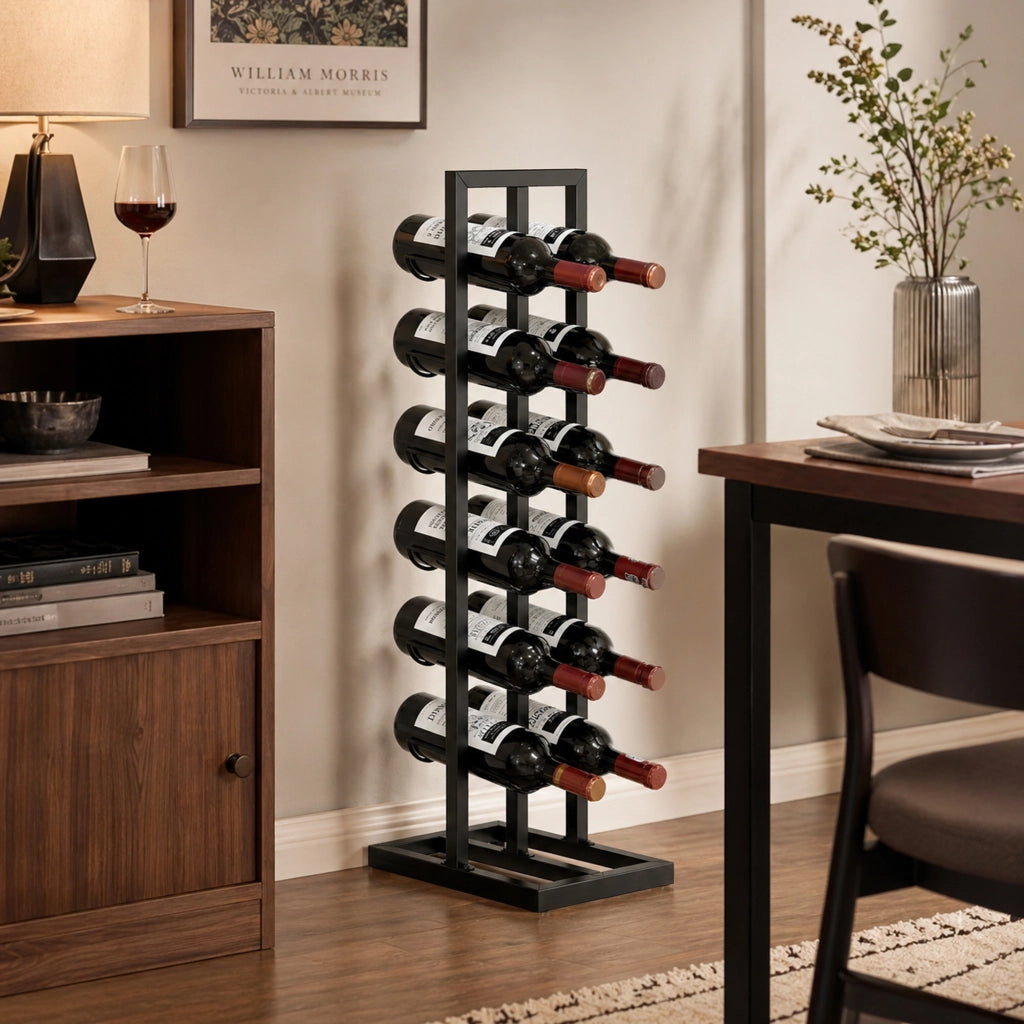 Tavolino da bar con porta bottiglie ¨C zephmum ¨C nero, metallo, 12 bottiglie