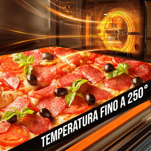 Forno Elettrico XXL 70 Litri 2500 W Fornetto Ventilato Timer e Segnale Acustico