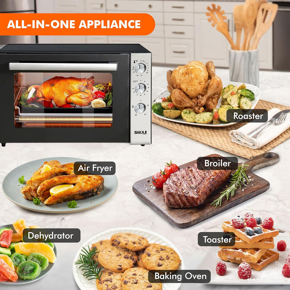 Forno Elettrico XXL 70 Litri 2500 W Fornetto Ventilato Timer e Segnale Acustico