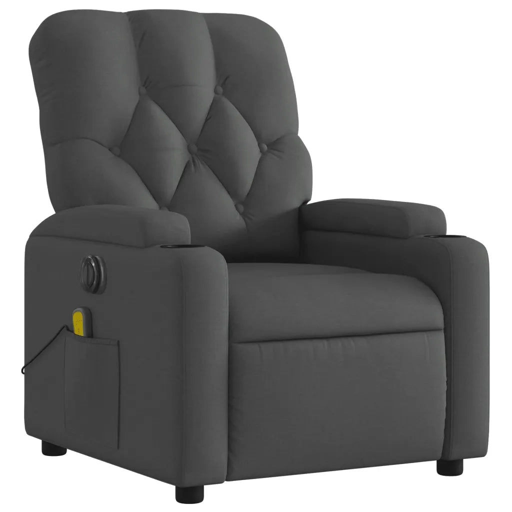 Poltrona Reclinabile Massaggio Elettrica Grigio Scuro Tessuto 3204699