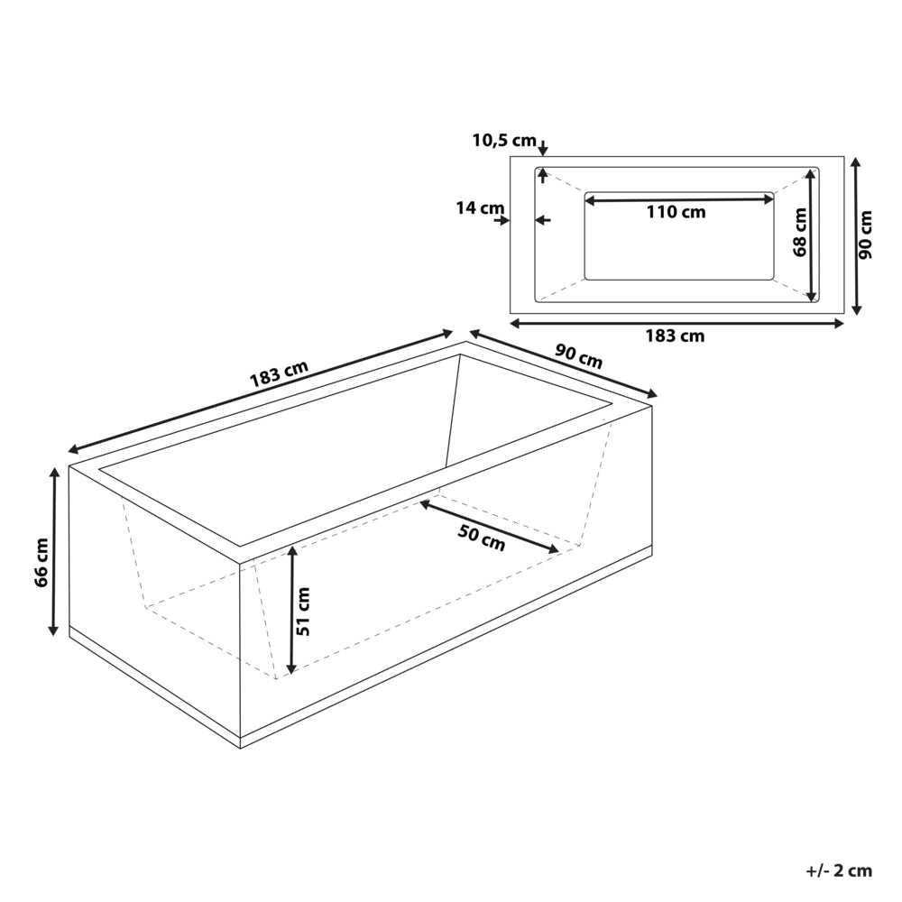 Vasca da bagno in acrilico Nero 183 x 90 cm getti massaggianti per la versione sinistra Luci a LED per poggiatesta